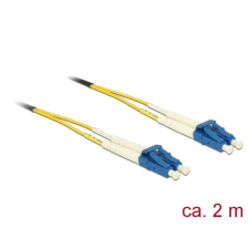DELOCK optikai szálas LC > LC egyszeres OS2 kábel 2m (84606) (DE84606) kábel és adapter