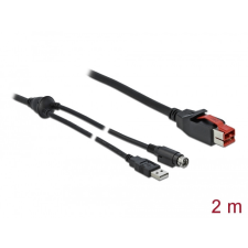 DELOCK PoweredUSB kábel apa 24 V &gt; A-típusú USB apa + Mini-DIN 3 tűs apa 2 m, POS nyomtatókhoz és cs kábel és adapter