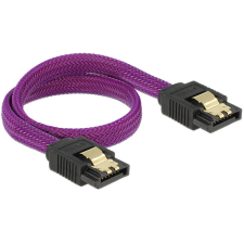 DELOCK prémium SATA Kábel 6 Gb/s 30 cm egyenes/ egyenes, lila metál kábel és adapter