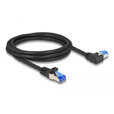 DELOCK RJ45 hálózati kábel Cat.6A S/FTP egyenes / balra hajló 2 m fekete (80219) (80219) kábel és adapter