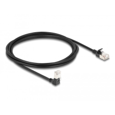  Delock RJ45 hálózati kábel Cat.6A S/FTP vékony 90 fokban lefelé hajló / egyenes 2 m fekete kábel és adapter