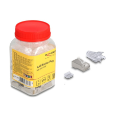 DELOCK RJ45 Moduláris csatlakozó Cat.6A hajlításvédő csizmával átlátszó 50 db-os készlet kábel és adapter