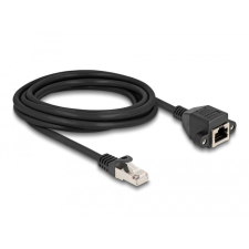 Delock RJ50 bővítő kábel apa - anya S/FTP 3 m fekete kábel és adapter