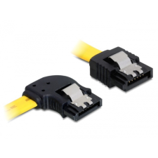 DELOCK SATA 6 Gb/s kábel egyenes - balra 90 fok 70 cm sárga kábel és adapter