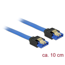 DELOCK SATA 6 Gb/s receptacle straight &gt; SATA receptacle straight 10 cm blue with gold clips cable kábel és adapter