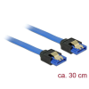 DELOCK SATA 6 Gb/s receptacle straight > SATA receptacle straight 30 cm blue with gold clips cable