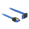 DELOCK SATA 6 Gb/s receptacle straight > SATA receptacle upwards angled 0,5m Blue with Gold Clips Cable