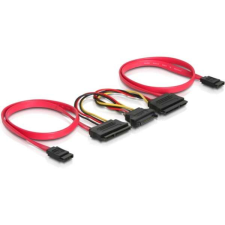 DELOCK SATA All-in-One cable for 2x HDD SATA kábel 0,5 M Vörös kábel és adapter