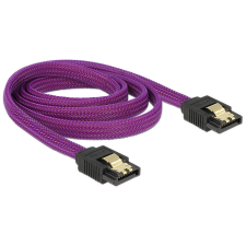 DELOCK SATA kábel 6 Gb/s 100 cm egyenes / egyenes fém lila Prémium kábel és adapter