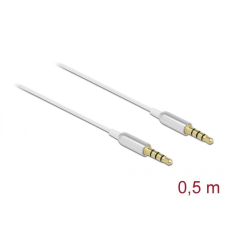 DELOCK Stereo Jack Cable 3.5mm 4 pin male to male Ultra Slim 0,5m White kábel és adapter
