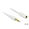 DELOCK Stereo Jack Extensio 3,5 mm 3 pin male to female cable 2m White 85579