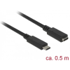 DELOCK SuperSpeed USB3.1 Gen1 USB Type-C male > female 3 A cable 0,5m Black