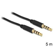 DELOCK sztereó kábel 3.5 mm 4 pin csatlakozó > csatlakozó, 5 m (83438) kábel és adapter