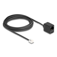 Delock Telefonkábel RJ11 apa - RJ45 anya, fekete, 5 m kábel és adapter