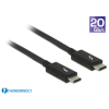 DELOCK Thunderbolt 3 (20 Gb/s) USB-C kábel, csatlakozódugó > csatlakozódugó, passzív, 2,0 m, 3 A,