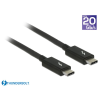 DELOCK Thunderbolt 3 USB-C összekötő kábel 1,5m fekete (84846) (d84846)