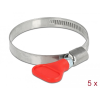 DELOCK Tömlőbilincs pillangó fogantyúval rozsdamentes acél 400 SS 40 - 60 mm 5 db. piros