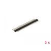 DELOCK Tűfejléc 20 tűs, 2,54 mm-es osztással, 1 soros, egyenes, 5 db.
