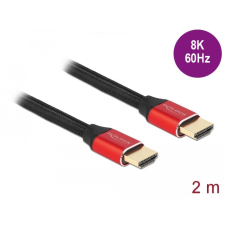 DELOCK Ultra nagy sebességű HDMI kábel 48 Gbps 8K 60 Hz piros 2 m tanúsítvánnyal kábel és adapter