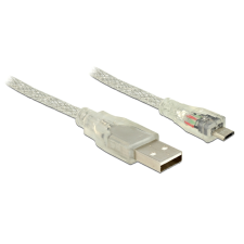 DELOCK USB 2.0-A apa - MicroUSB-B apa Összekötő kábel 1.5m - Áttetsző kábel és adapter