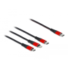 DELOCK USB 2.0 - Apple Lightning/Micro USB B/USB-C kábel 30cm - Fekete/Piros
