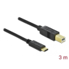 DELOCK USB 2.0 cable Type-C to Type-B 3m Black 83666