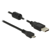 DELOCK USB 2.0-s kábel A-típusú csatlakozódugóval > USB 2.0 Micro-B csatlakozódugóval, 1,0 m, fekete