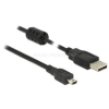 DELOCK USB 2.0-s kábel A-típusú csatlakozódugóval > USB 2.0 Mini-B csatlakozódugóval, 1,0 m, fekete (DL84912)