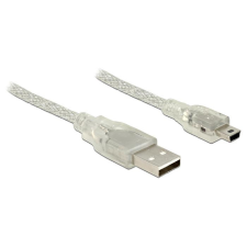 DELOCK USB 2.0-s kábel A-típusú csatlakozódugóval &gt; USB 2.0 Mini-B csatlakozódugóval 1 m, áttetsző kábel és adapter
