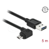DELOCK USB 2.0 Type-A male > EASY-USB 2.0 Type Micro-B male angled left/right cable 5m Black 85562