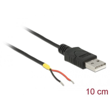 DELOCK USB 2.0 Type-A male &gt; 2 x open wires power 10 cm Raspberry Pi cable Black kábel és adapter