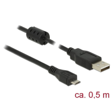 DELOCK USB 2.0 Type-A male &gt; USB 2.0 Micro-B male 0,5m cable Black kábel és adapter
