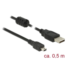  DeLock USB 2.0 Type-A male &gt; USB 2.0 Mini-B male 0,5m cable Black kábel és adapter