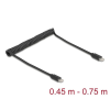 DELOCK USB 2.0 Type-C Coiled Cable male to male 0,45 m to 0,75m Black 90369