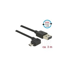 DELOCK USB-A (M) - USB Micro-B (M) 90° kábel 3m kábel és adapter