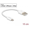 DELOCK USB adat- és töltőkábel iPhone , iPad és iPod készülékhez fehér 15 cm