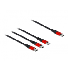 DELOCK USB-C - 3xUSB-C kábel 0.3m - Fekete/Piros kábel és adapter
