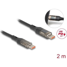 DELOCK USB-C -> USB-C M/M töltőkábel 2m fekete töltés kijelzővel (85409) kábel és adapter