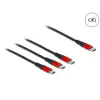 DELOCK USB Charging Cable 3 in 1 USB Type-C to 3 x USB Type-C 1m Black/Red 86713