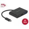  Delock USB Type-C adapter 4K 30 Hz s HDMI-hez A- és USB Type-C PD porttal