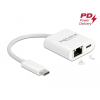 DELOCK USB Type-C adapter Power Delivery porttal Gigabit LAN 10/100/1000 Mbps fehér