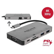 DELOCK USB Type-C Docking Station 4K - HDMI/VGA/USB 3.1/SD/LAN/PD 3.0 laptop kellék