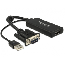 DELOCK VGA–HDMI adapter audió funkcióval fekete kábel és adapter