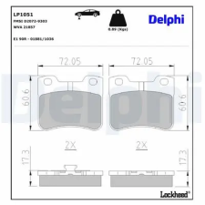 DELPHI fékbetétkészlet, tárcsafék LP1051 autóalkatrész