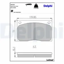 DELPHI fékbetétkészlet, tárcsafék LP132 fékbetét