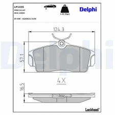 DELPHI fékbetétkészlet, tárcsafék LP1435 fékbetét