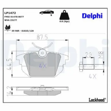 DELPHI fékbetétkészlet, tárcsafék LP1472 autóalkatrész