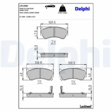DELPHI fékbetétkészlet, tárcsafék LP1590 fékbetét