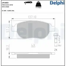 DELPHI fékbetétkészlet, tárcsafék LP1653 fékbetét