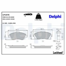 DELPHI fékbetétkészlet, tárcsafék LP1676 fékbetét